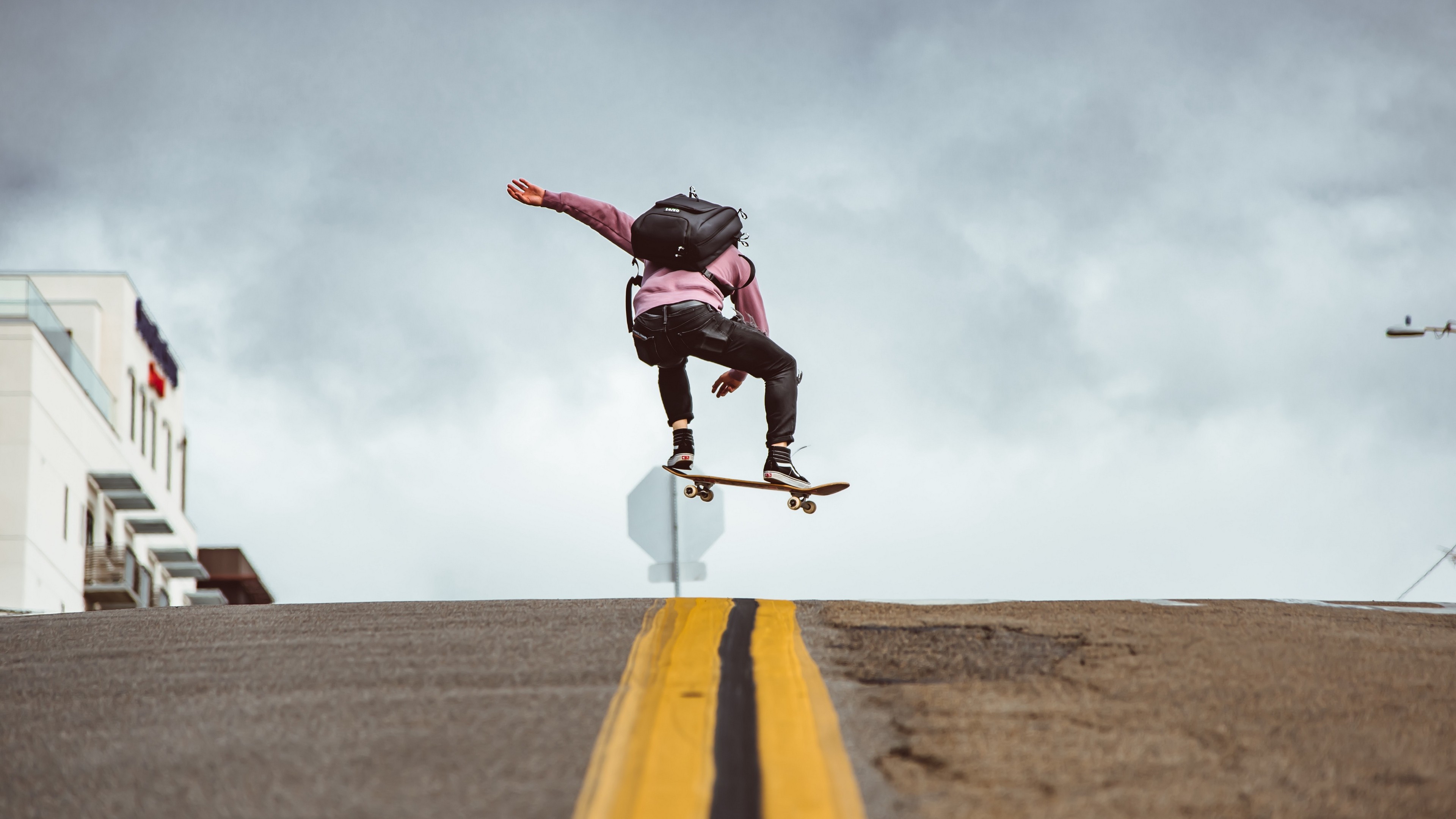 4K Skateboard Jump Trick Wallpaper 3840x2160 