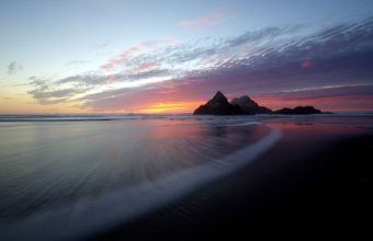 Beach Ocean Sunset Shore Coast Sky Wallpaper 1229x768 340x220