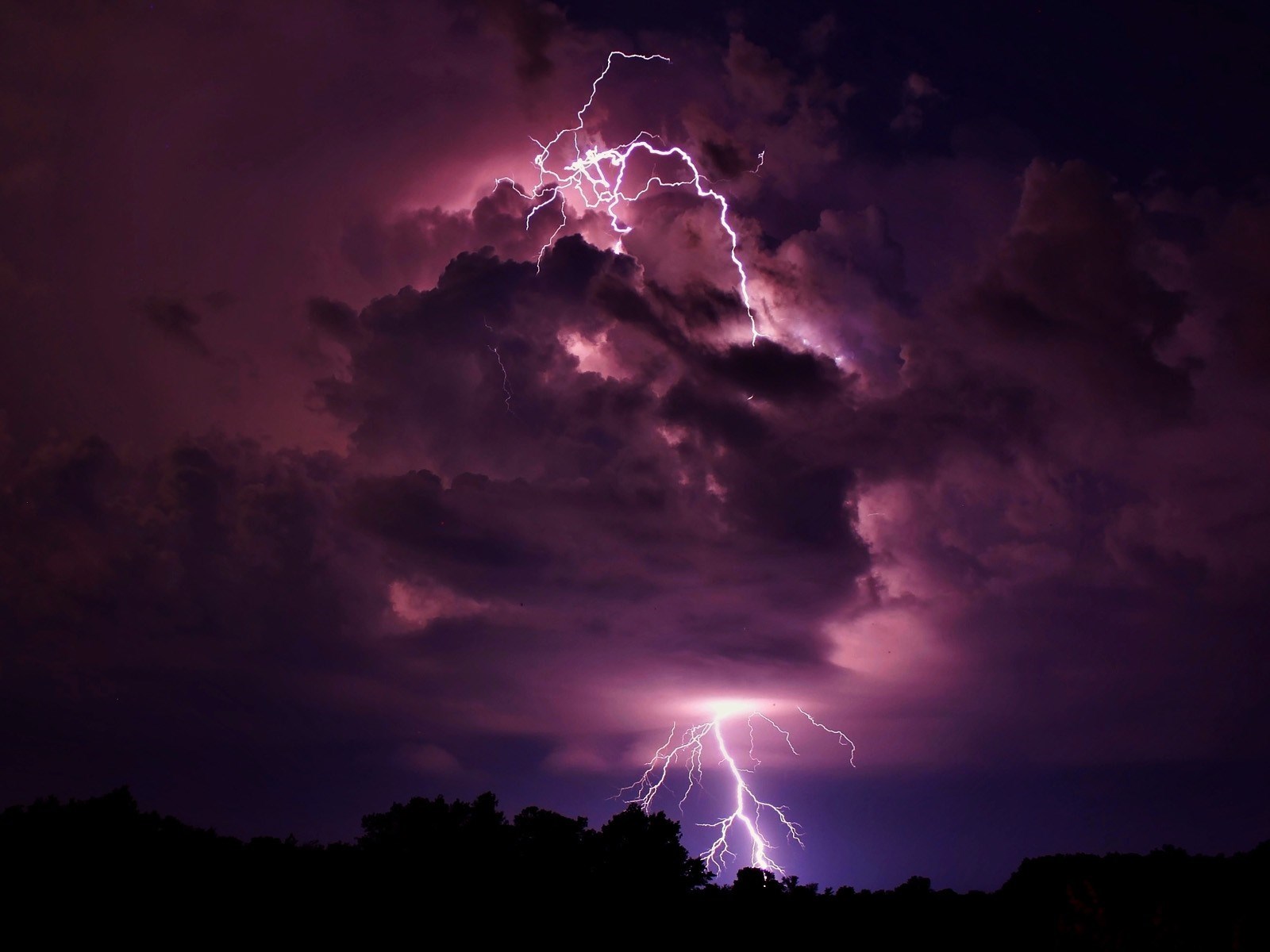 Premium Photo  Purple lightning storm