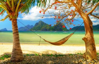 Hammock Mountains Tropics Beach Sea Wallpaper 1920x1080 340x220