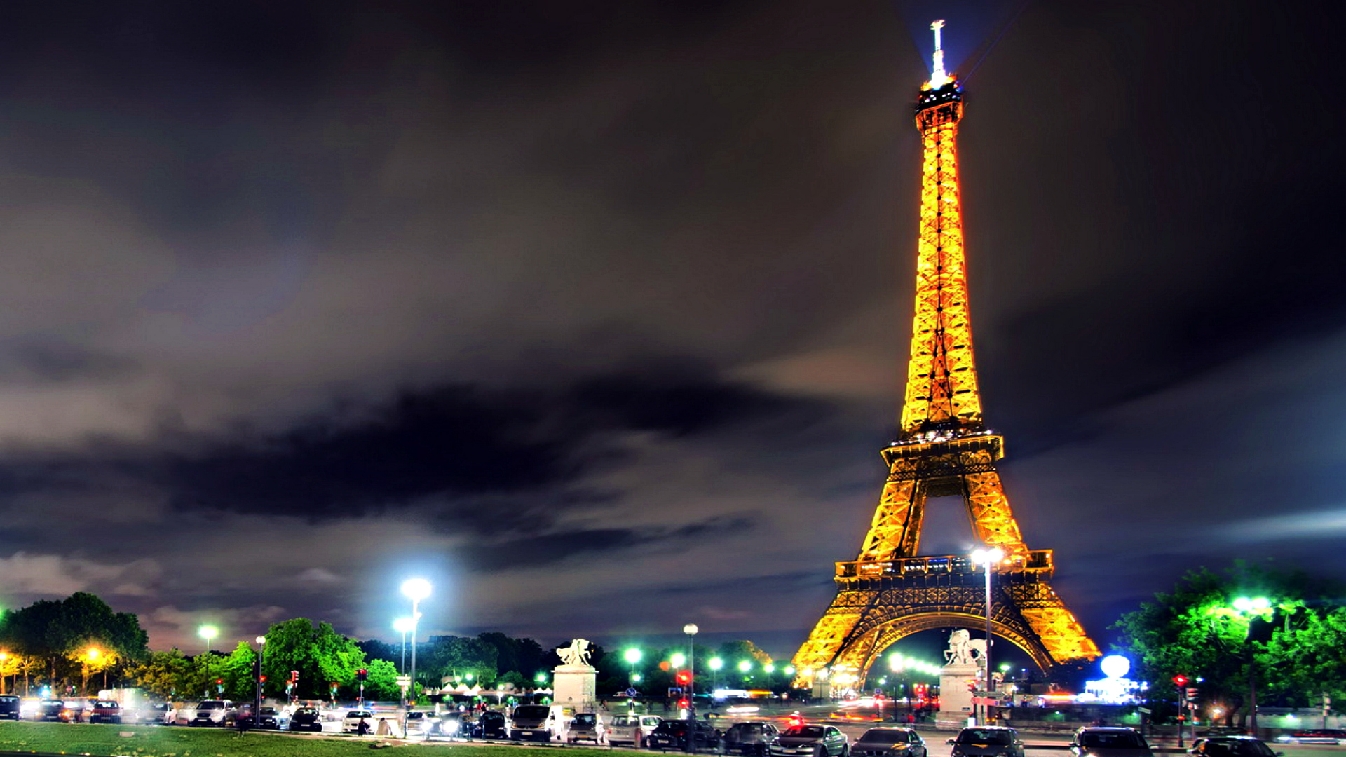 Hd Eiffel Tower Night Wallpaper [1920x1080]