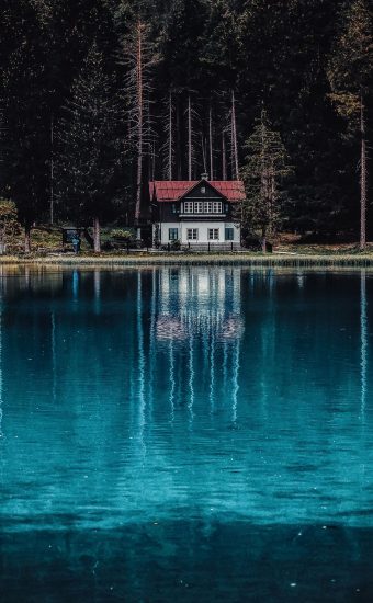 Mountain Lake Scenery Minimalist 4K Wallpaper iPhone HD Phone 2440f