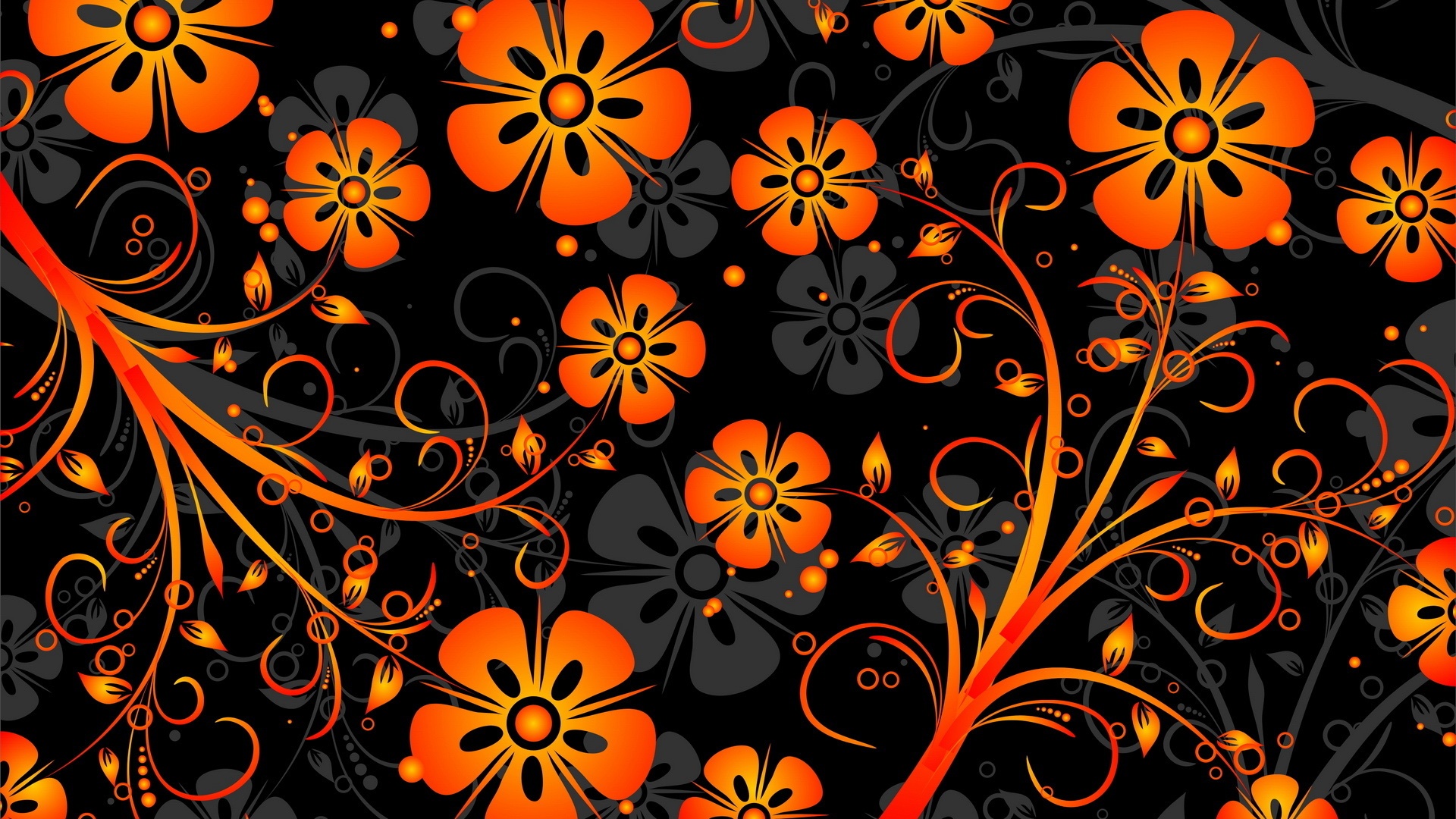 Orange Flowers Texture Vector Wallpaper 1920x1080