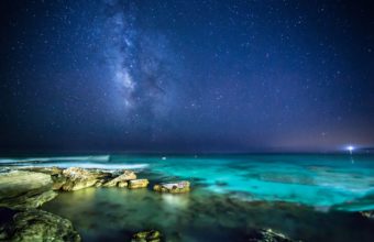 sea rocks night sky stars the Milky 340x220