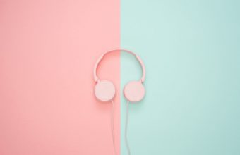 Headphones Minimalism Pink Wallpaper 1920x1080 340x220