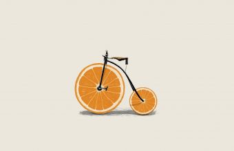 Orange Wedges Wheels Bicycle Minimalism Wallpaper 1920x1080 340x220