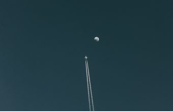 Plane Moon Sky Wallpaper 1920x1080 340x220