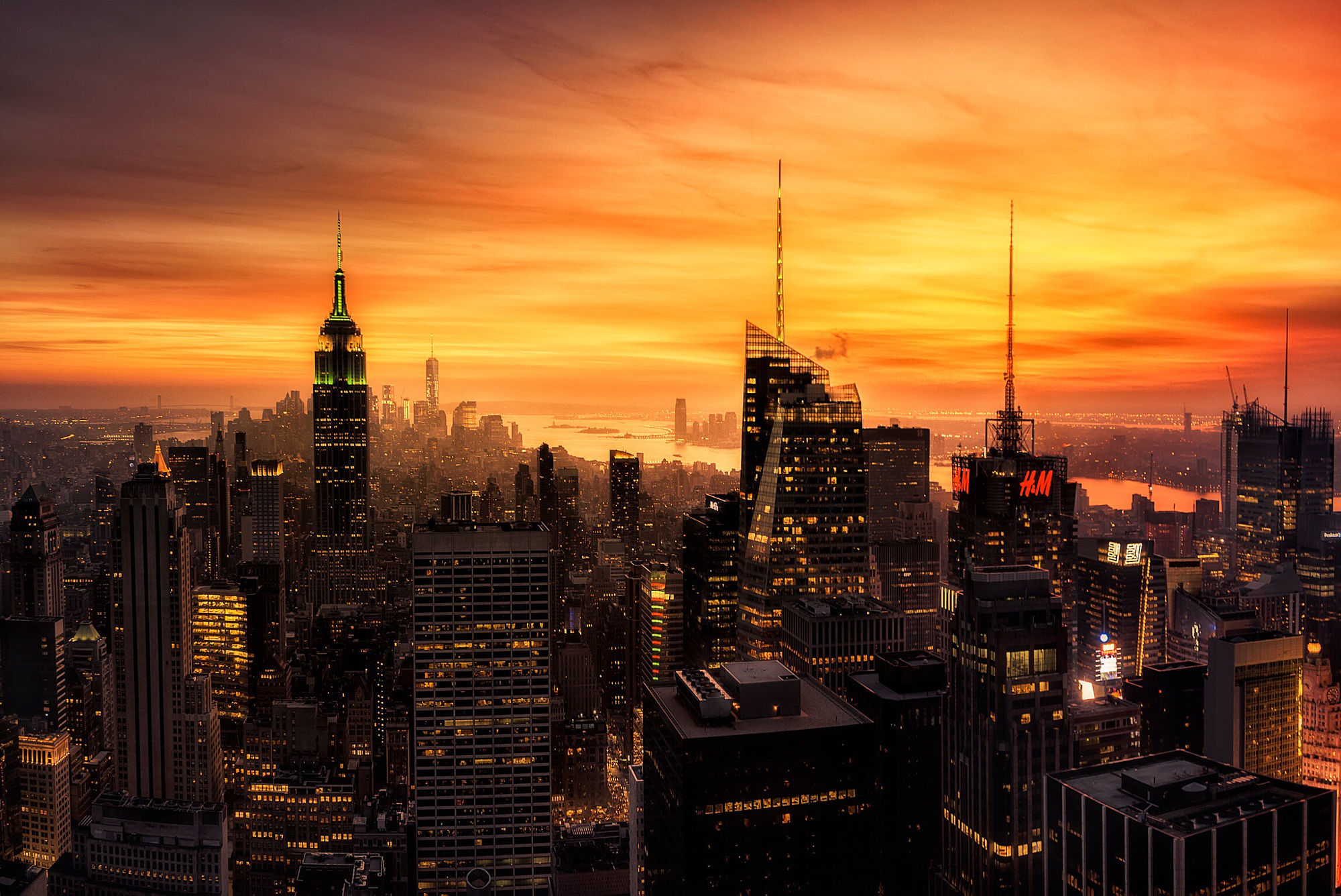 Нью-Йорк небоскребы рассвет скачать