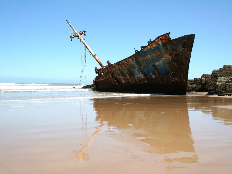 Ship Fragments Rust Mast Coast Beach