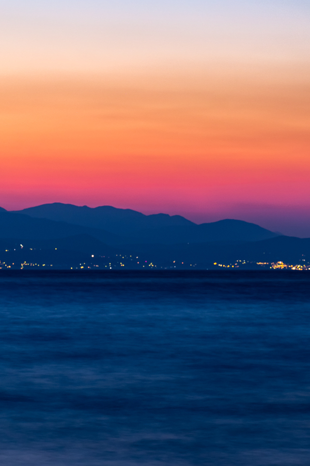Sunset Over Mountains City Ws Wallpaper 640 X 960