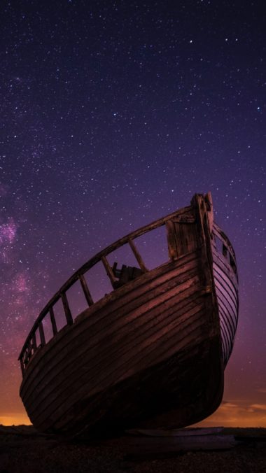 Boat Starry Sky Night Wallpaper 720x1280 380x676