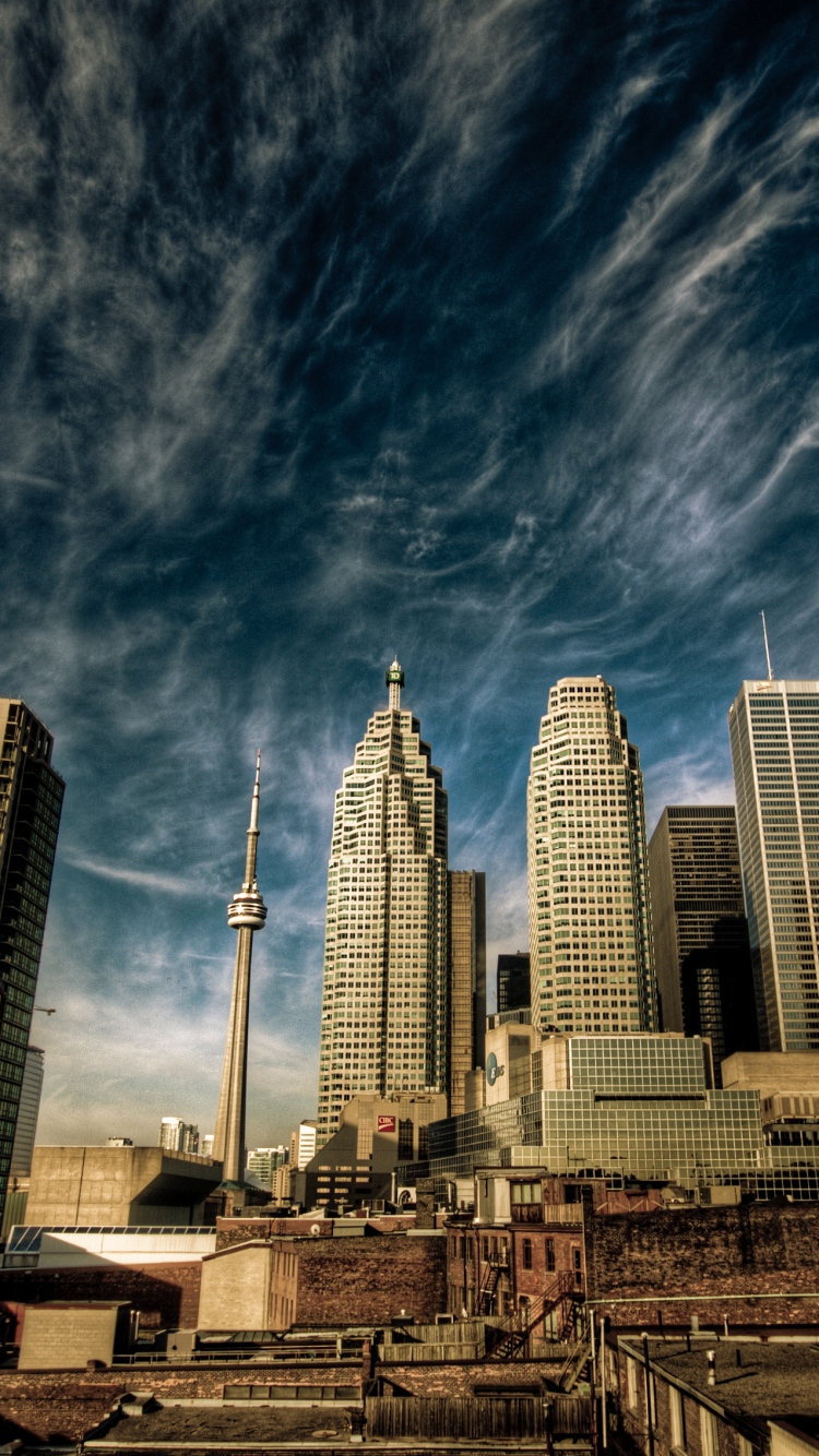 City Toronto Canada Sky Clouds Houses