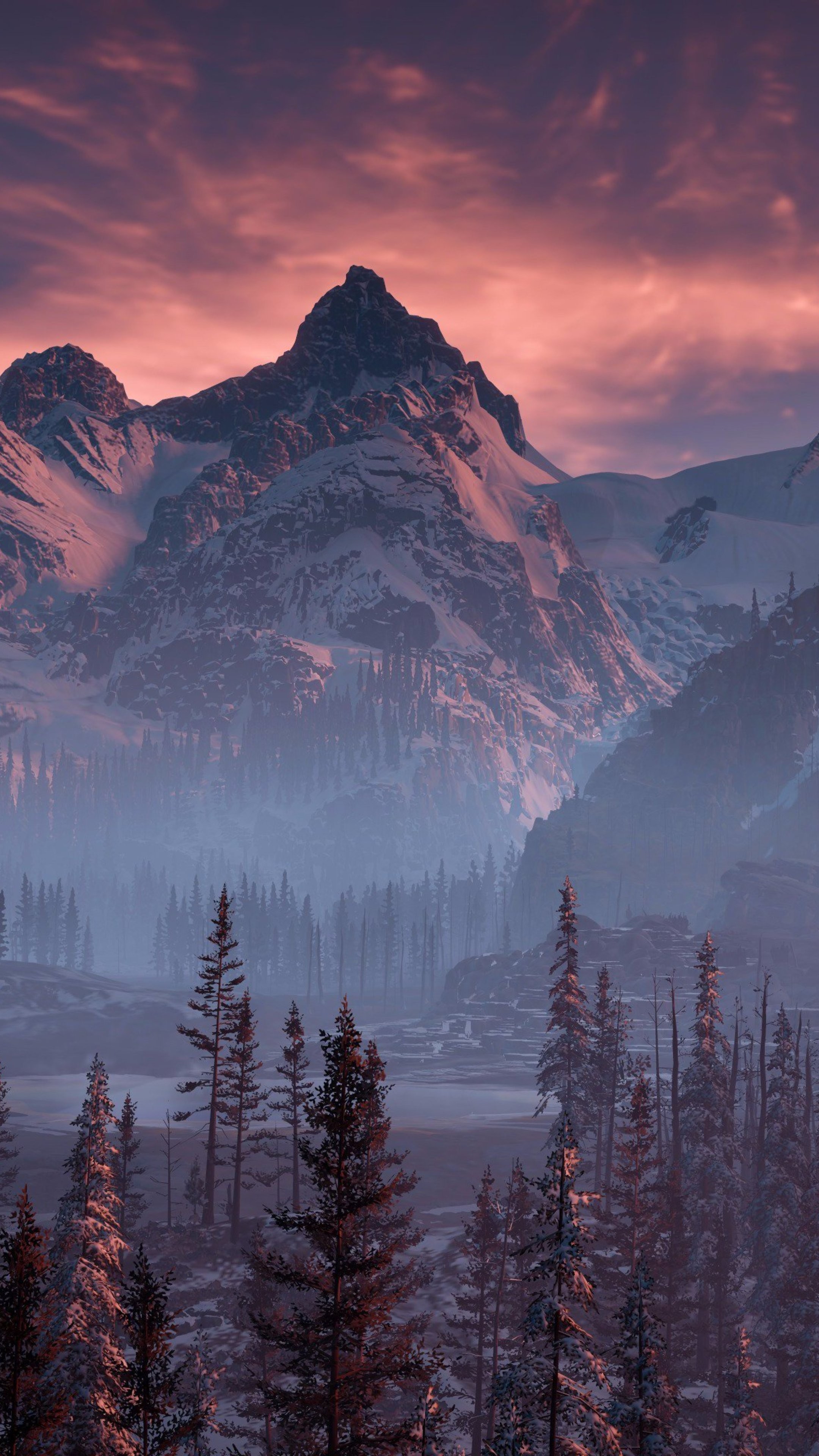 Horizon Zero Dawn Nature Mountains Trees Sky Yj Wallpaper 2160x3840