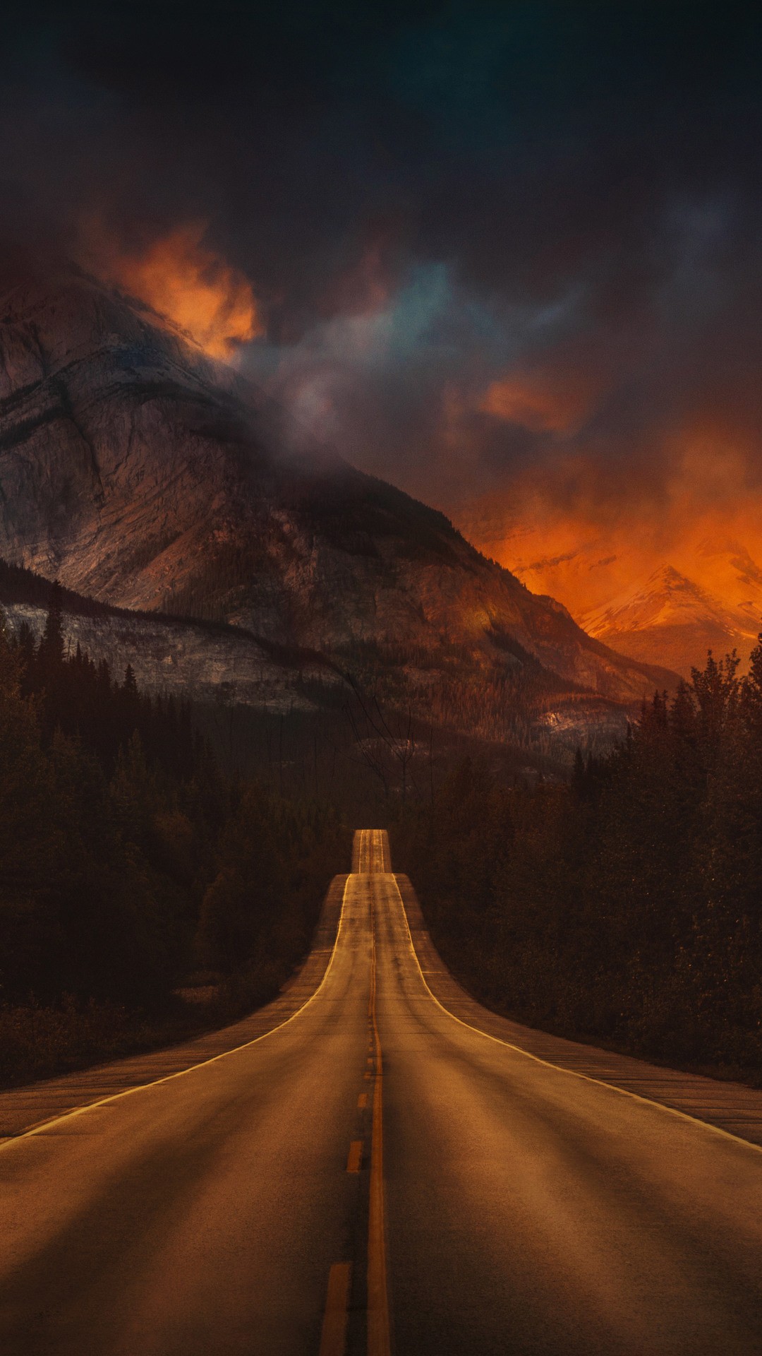 Mountain Nature Night Road T2 Wallpaper - [1080x1920]