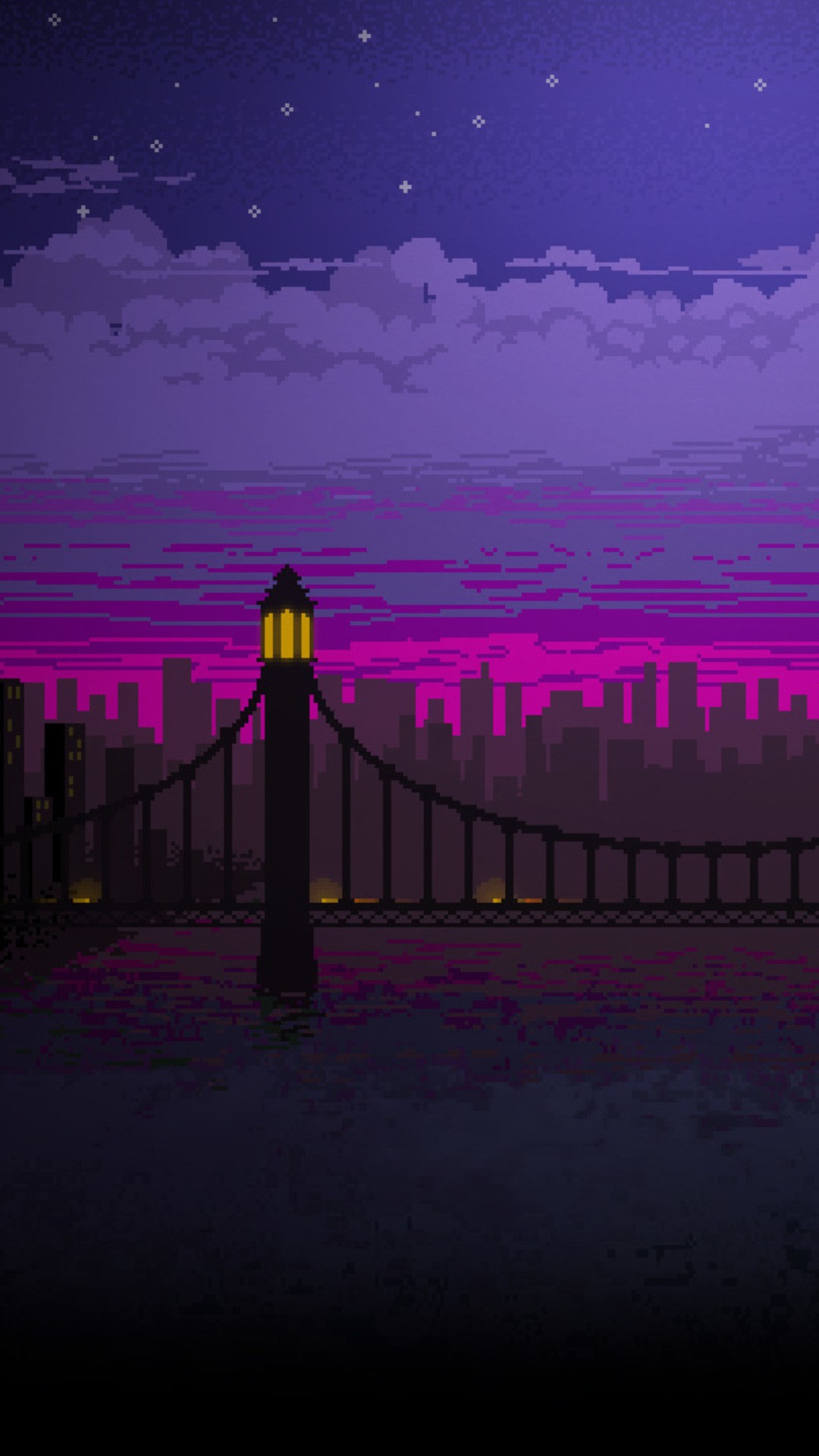 Pixel Art Bridge Night Cc Wallpaper 1080x19