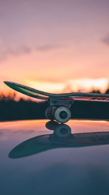 Skateboard Sunset Sky Wallpaper 2160x3840 380x676