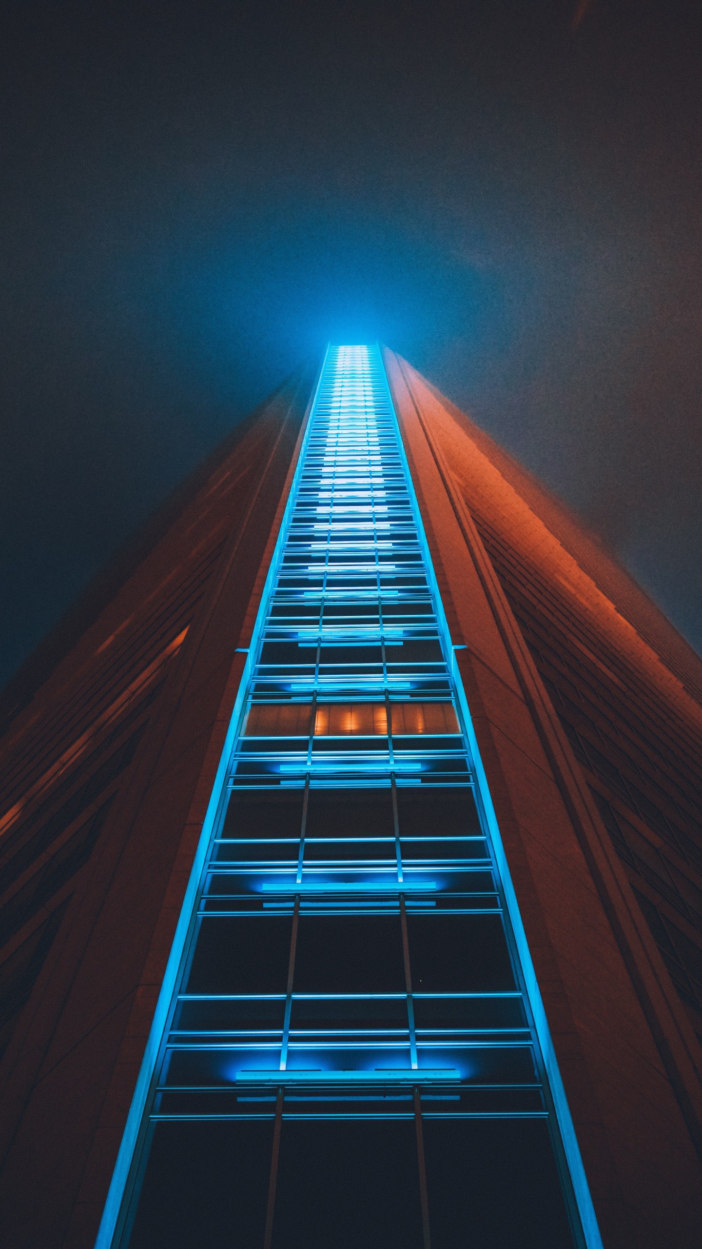 Building Skyscraper Structure Night Wallpaper 1440x2560