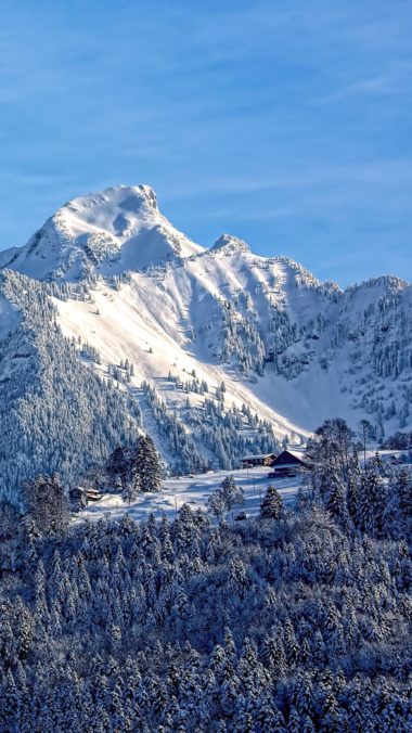 Mountains Snow Top Sky Wallpaper 1440x2560 380x676
