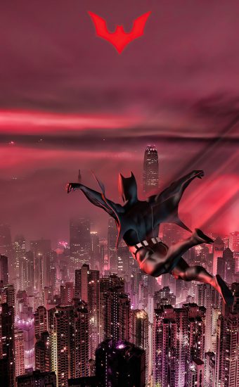 Batman Beyond Jumping In City Wallpaper 340x550