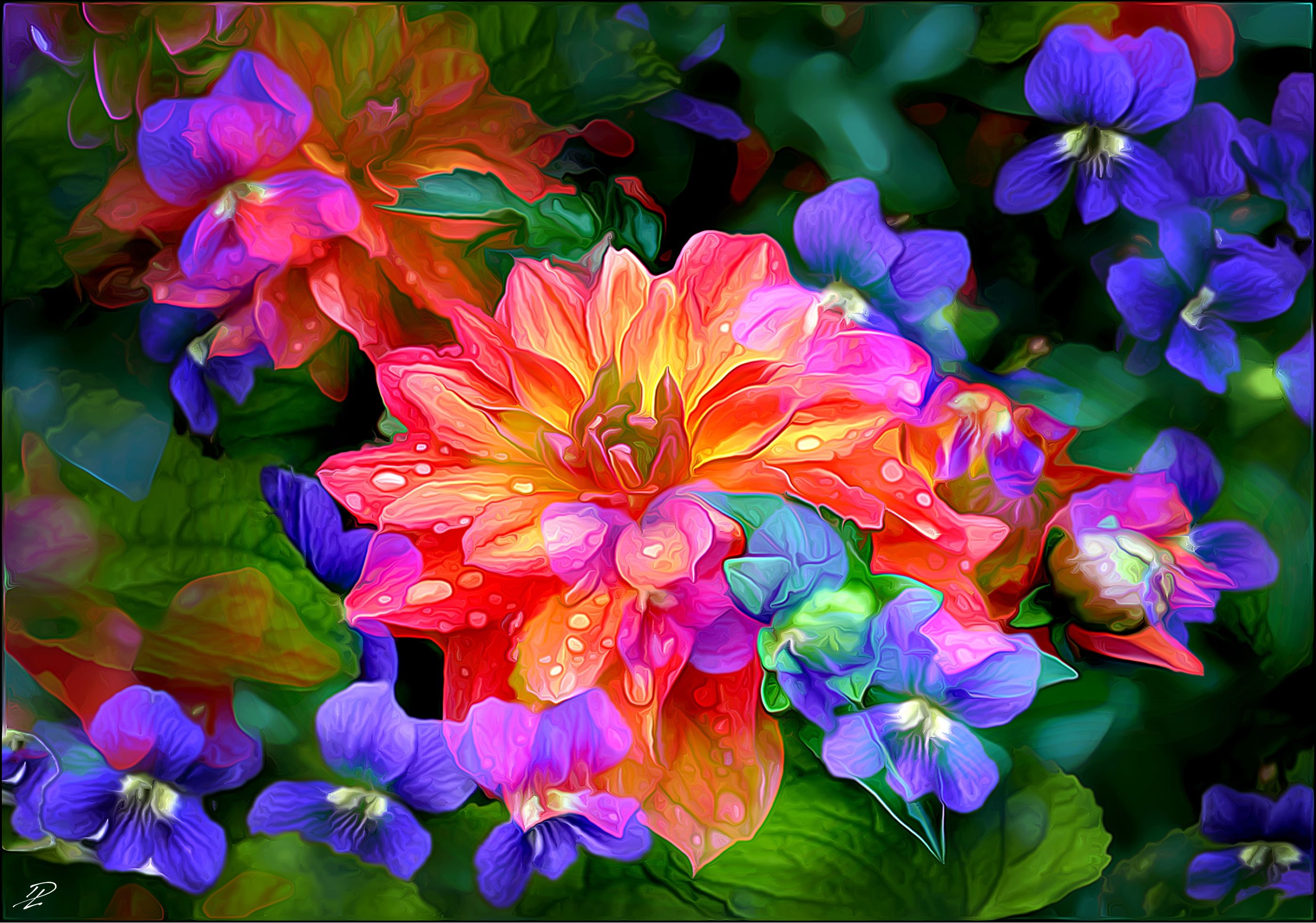 Яркие цветы сказочные. "Сказочный цветок"Дианы Эловой.. Яркие цветы. Цветы фэнтези. Разноцветные цветы.