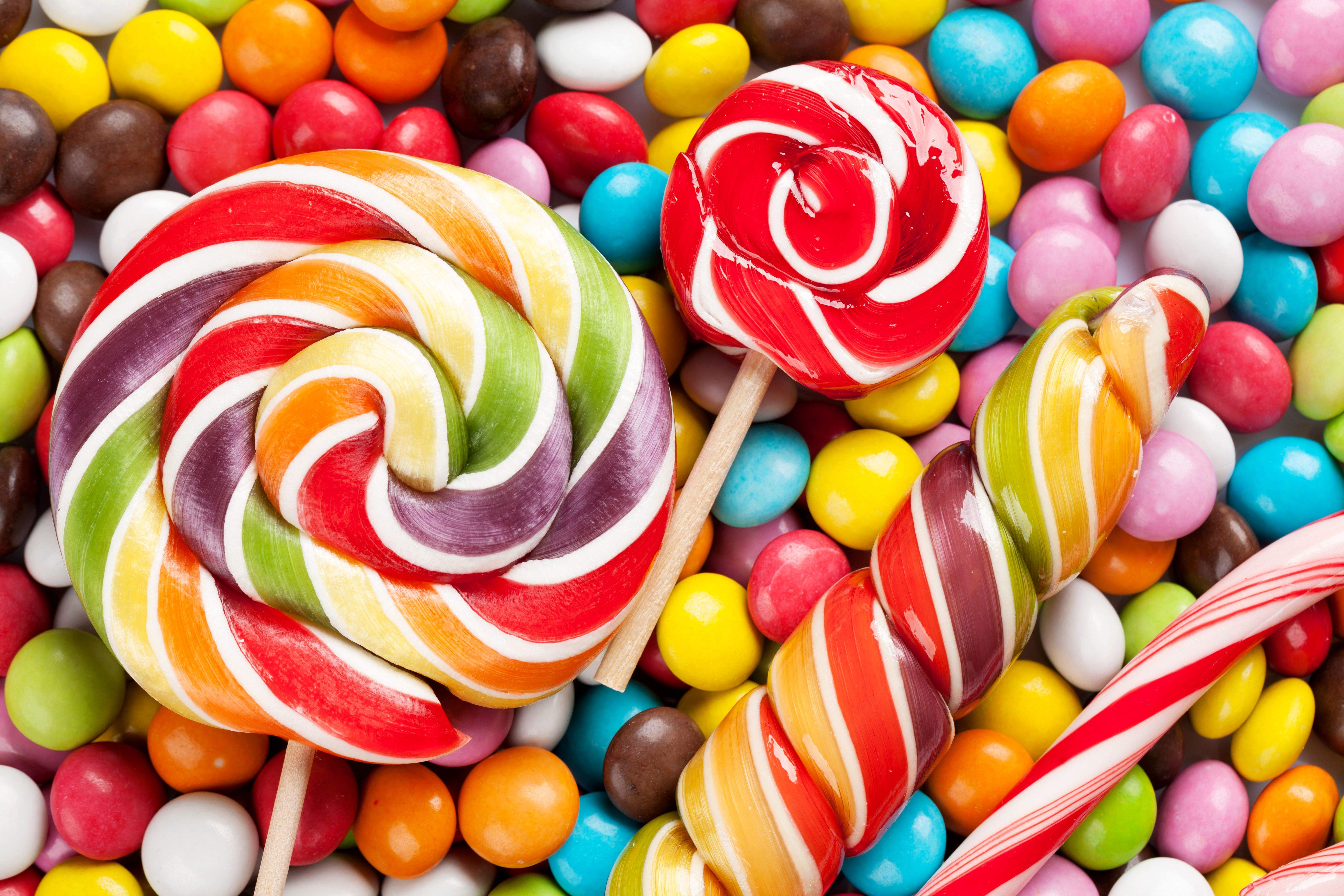 Colorful candies and lollipops