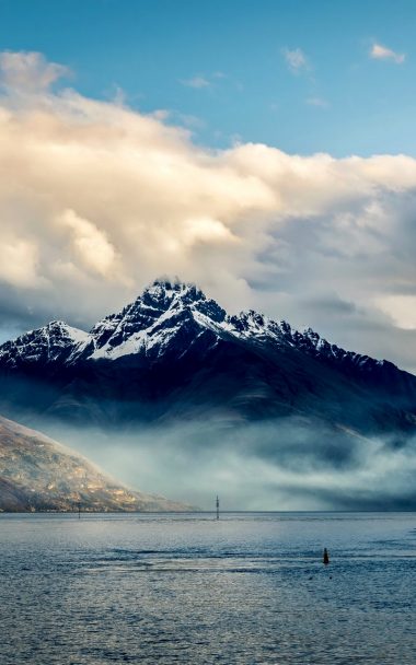 New Zealand Sea Mountains Sky Clouds 800x1280 380x608
