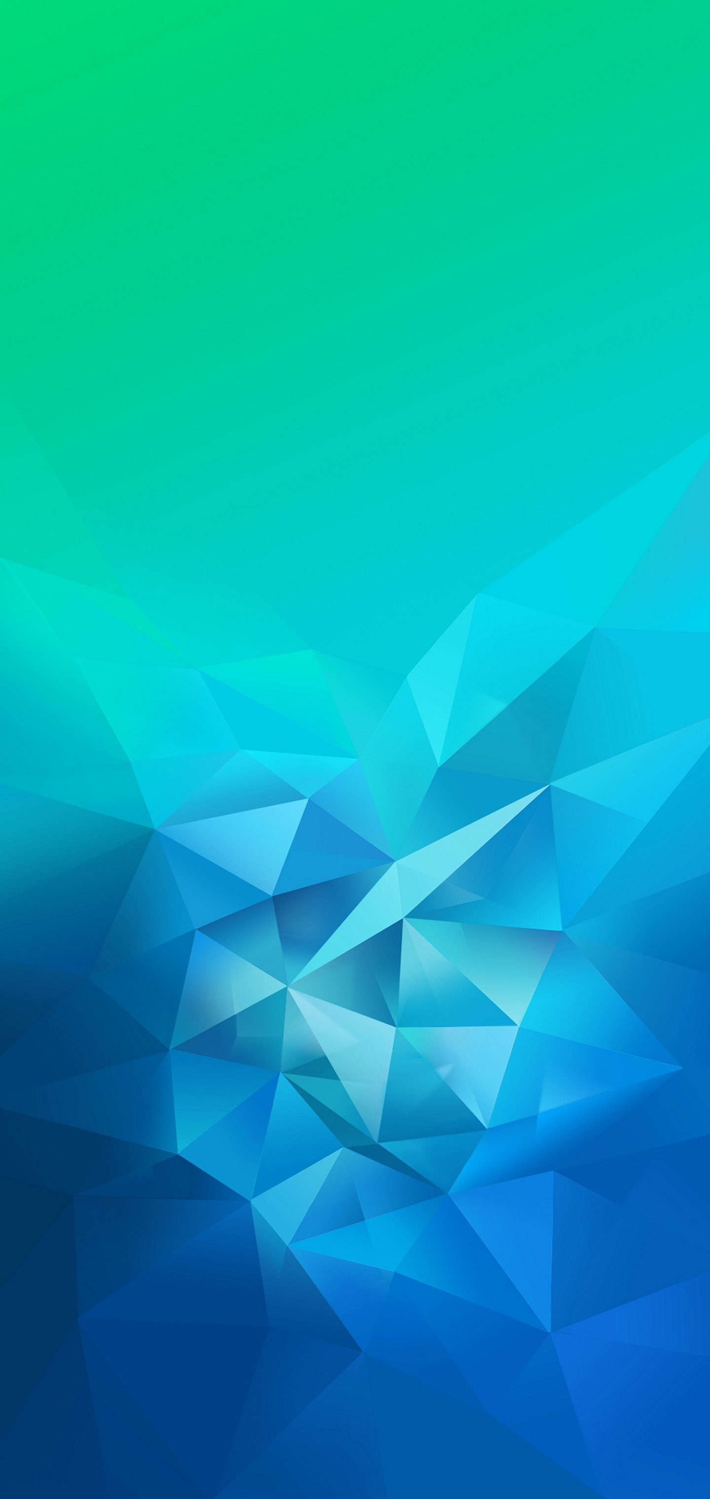 3D Blue Green Blur Polygon Wallpaper - [1440x3040]