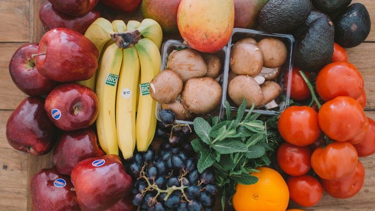 Fruit Bananas Grapes Oranges Mushrooms - 1536x864
