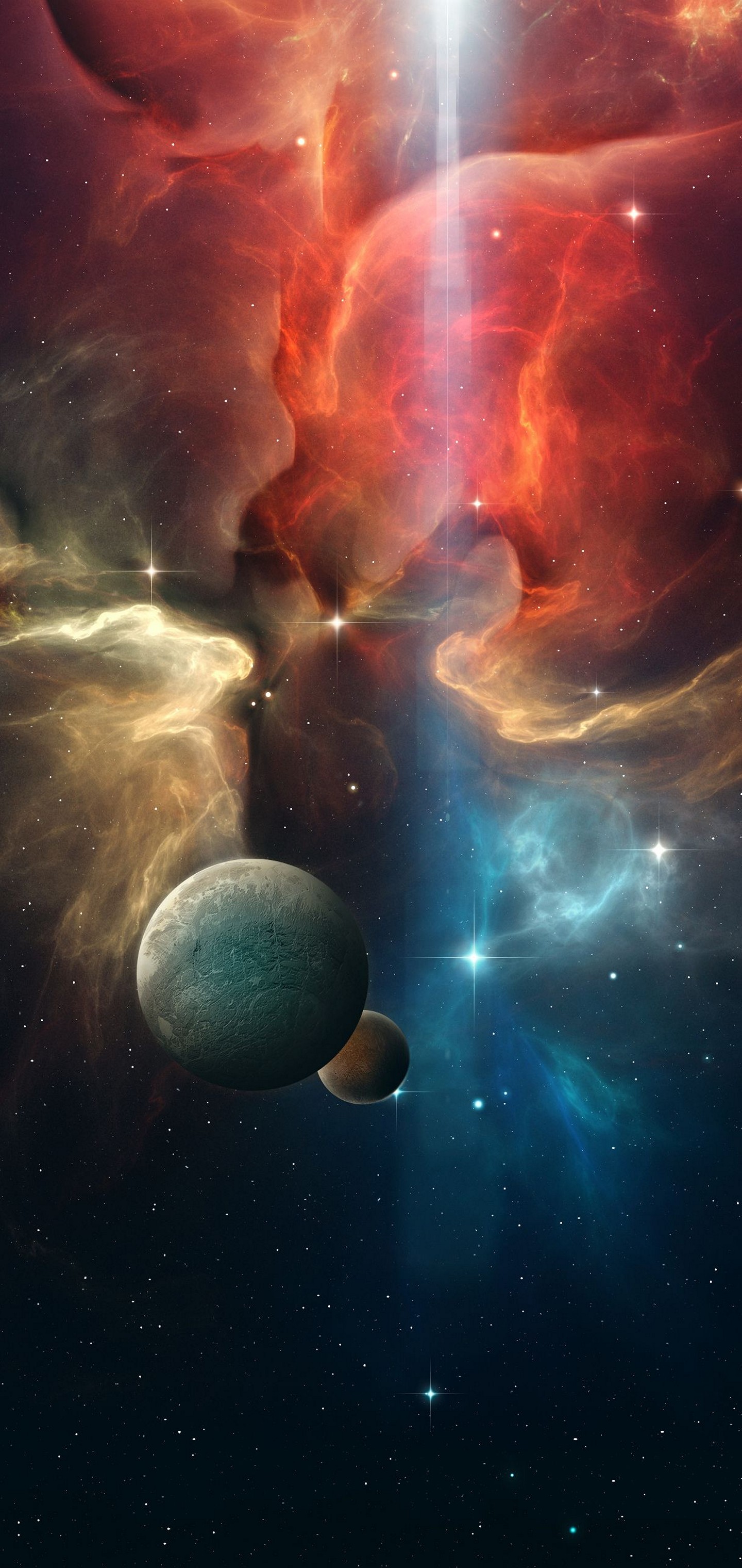 Multicolor Space Planet Wallpaper 1440x3040
