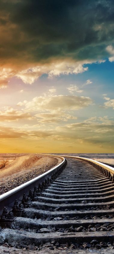 Rails Cross Ties Decline Evening Railway 1080x2400 380x844