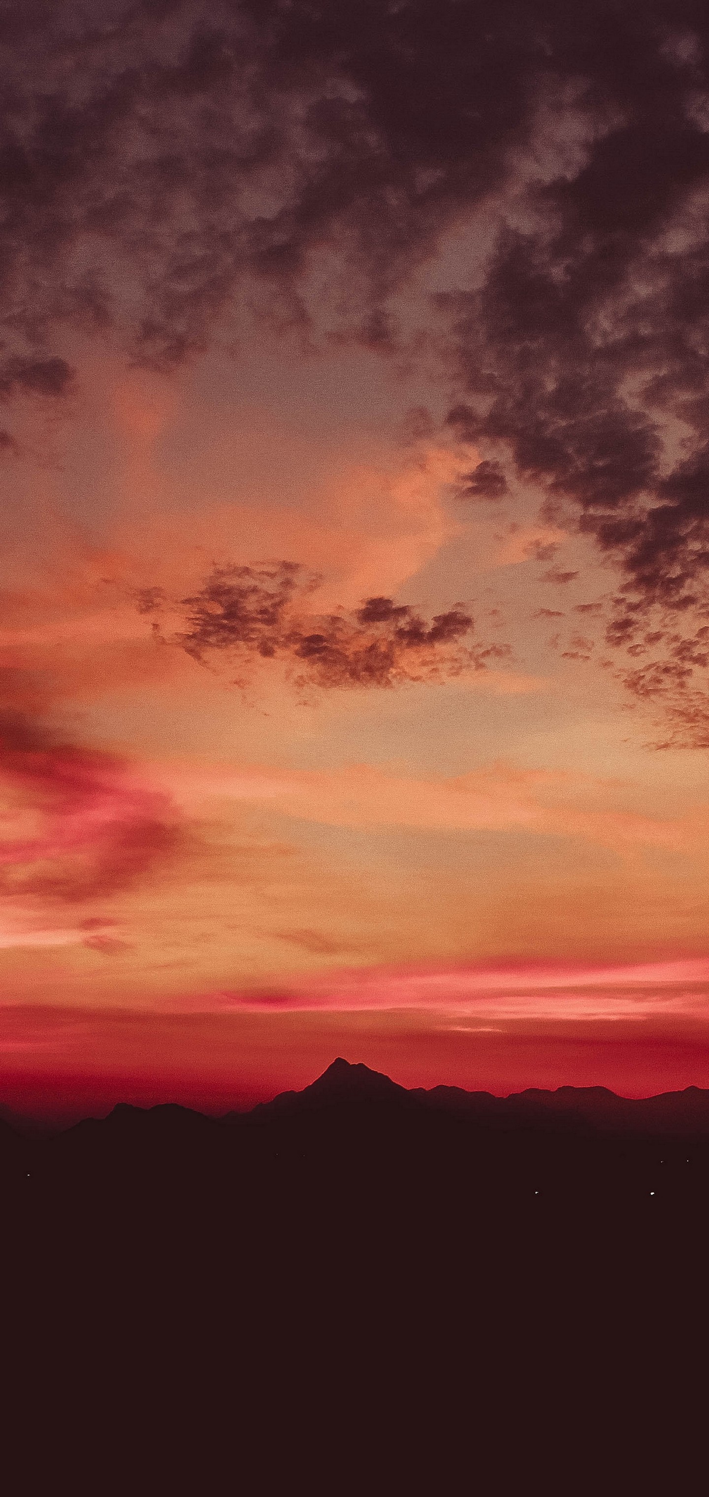 Sunset Mountains Clouds Sky Wallpaper 1440x3040