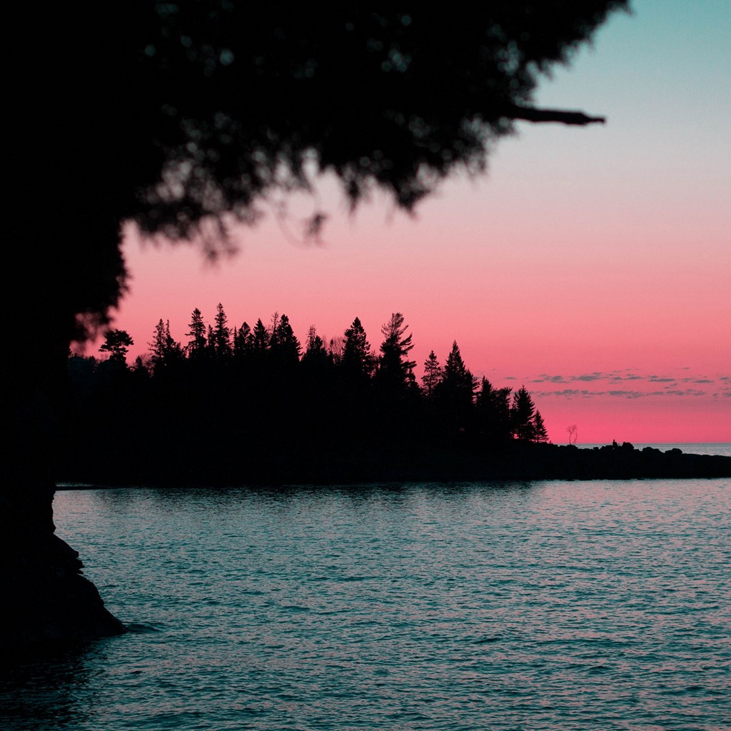 Water Sunset Trees Wallpaper - [1024x1024]