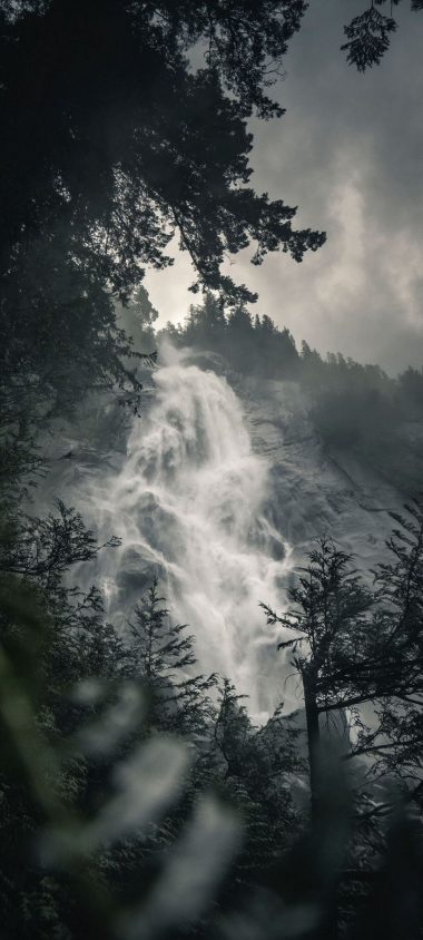 Waterfall Fog Rock 1080x2400 380x844