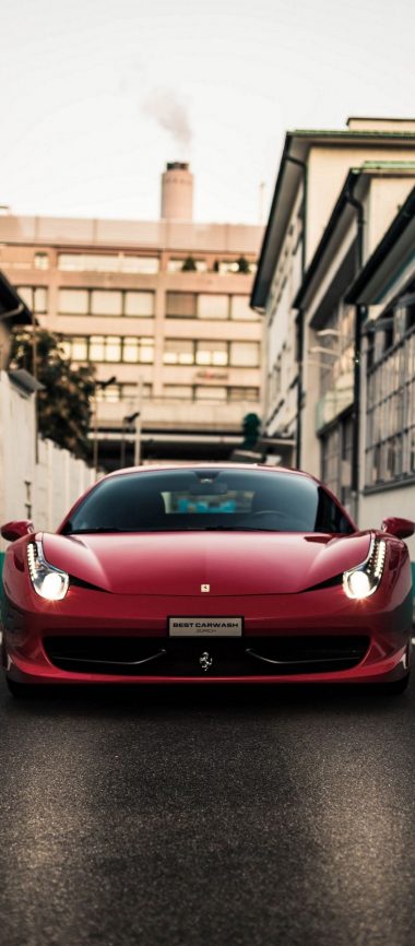 Front View Red Ferrari Car 1080x2460 380x866