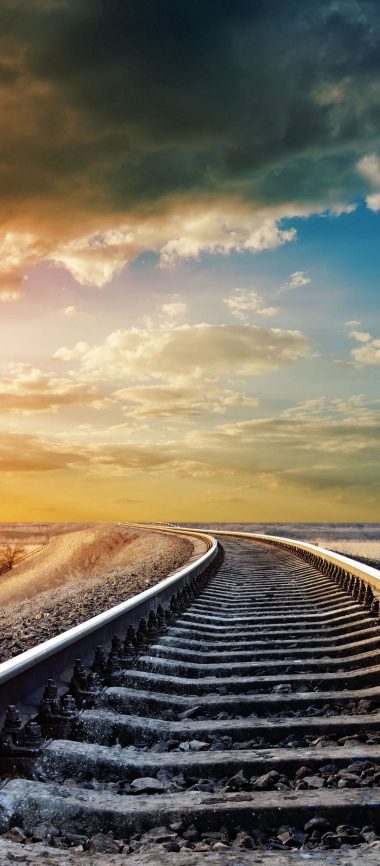 Rails Cross Ties Decline Evening Railway 1080x2460 380x866