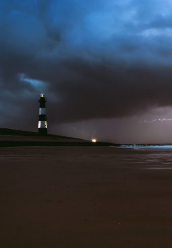 Lighthouse Lightning Sea Ocean Beach Weather Ef Wallpaper 1640x2360 1 340x489
