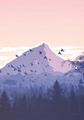 Minimalism Birds Mountains Trees Forest 9k Wallpaper 1640x2360 1 340x489